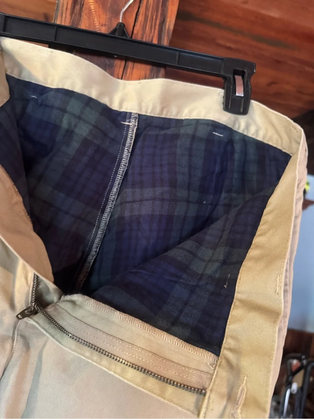 L.L. Bean Men's Tan Chino Pants flannel lined waist 34 length 34